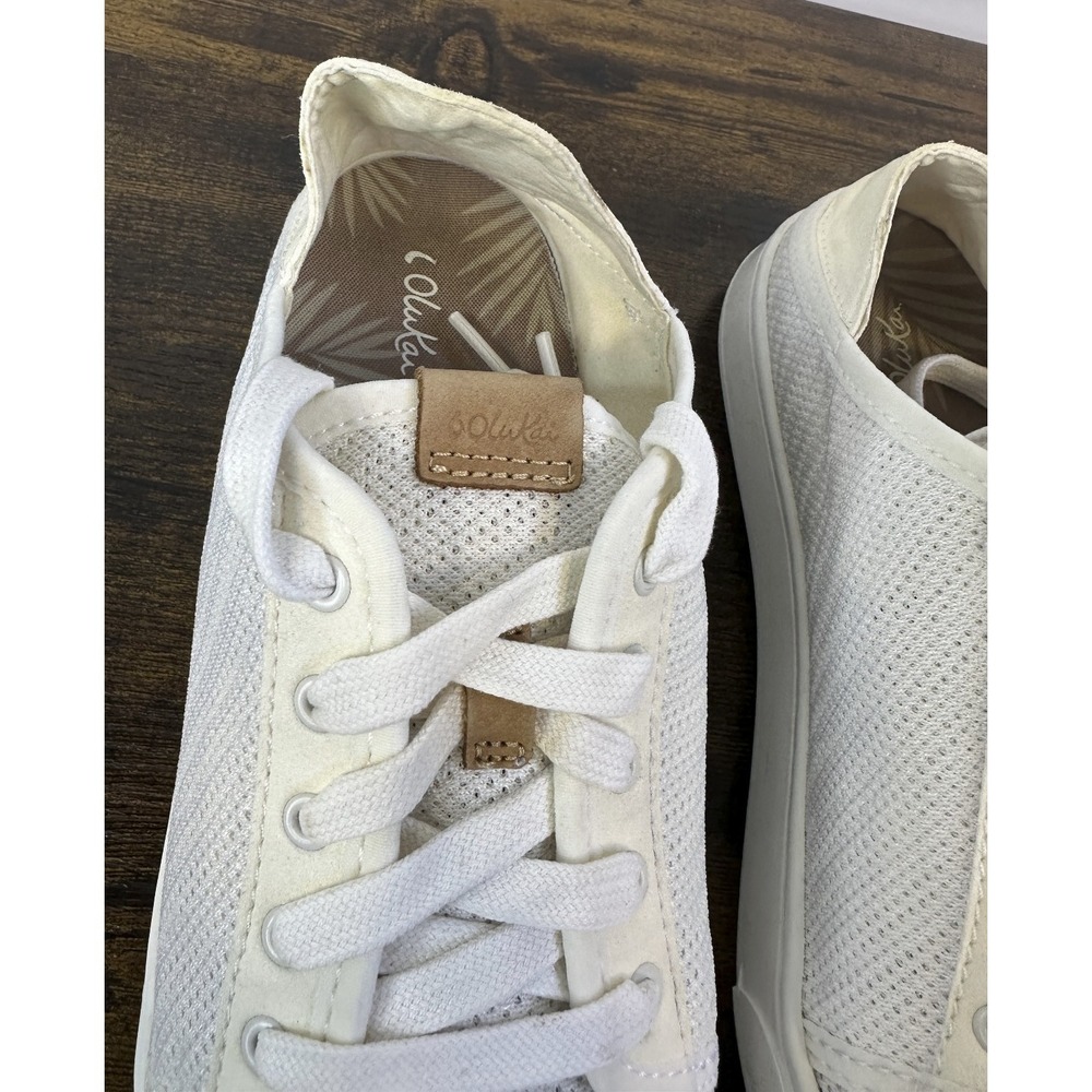 Olukai Pehuea Li Convertible Sneaker Lace Up Knit White Shoes Women's Size 9.5 - Picture 7 of 16